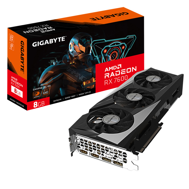 TARJETA DE VIDEO GIGABYTE AMD RADEONRX 7600 GAMING OC 8G PCIE 4.0 8 GB/GDDR6X/256 BIT/GAMA ALTA